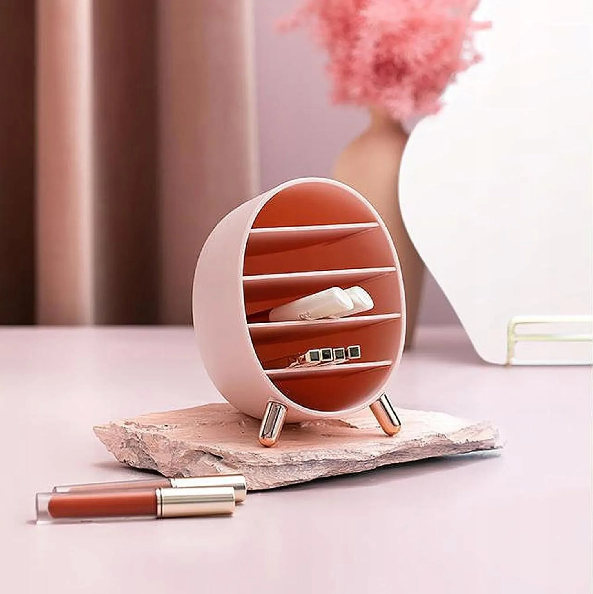 Kosmetik-Organizer für Pinsel & Lippenstifte – Retro-Schminktisch